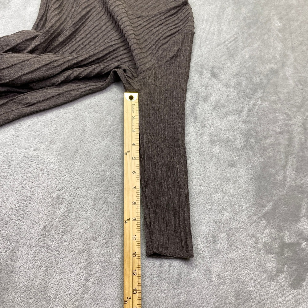 Eileen Fisher Wool Ribbed Knit Midi Dress Brown Long Sleeve XXS Pleated Festive - Picture 9 of 10
